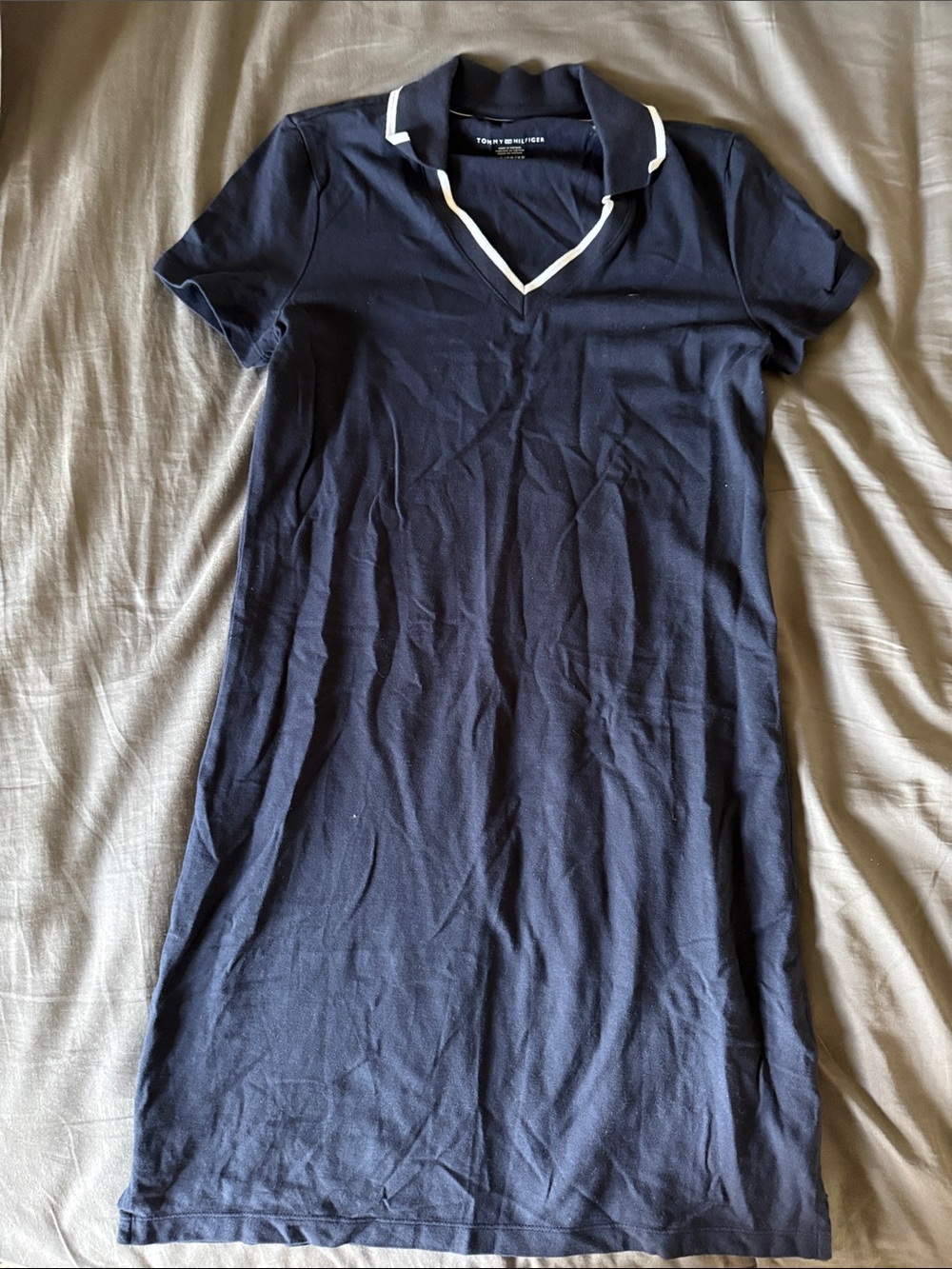 Tommy Hilfiger Navy Polo Dress with White Trim